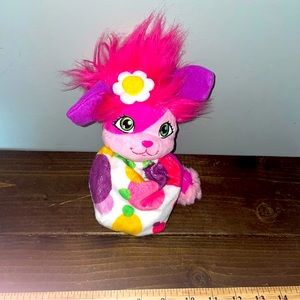 Popples Plush Bubbles Pink Fur Green Eyes Yellow Flower Stuffed Animal 8…